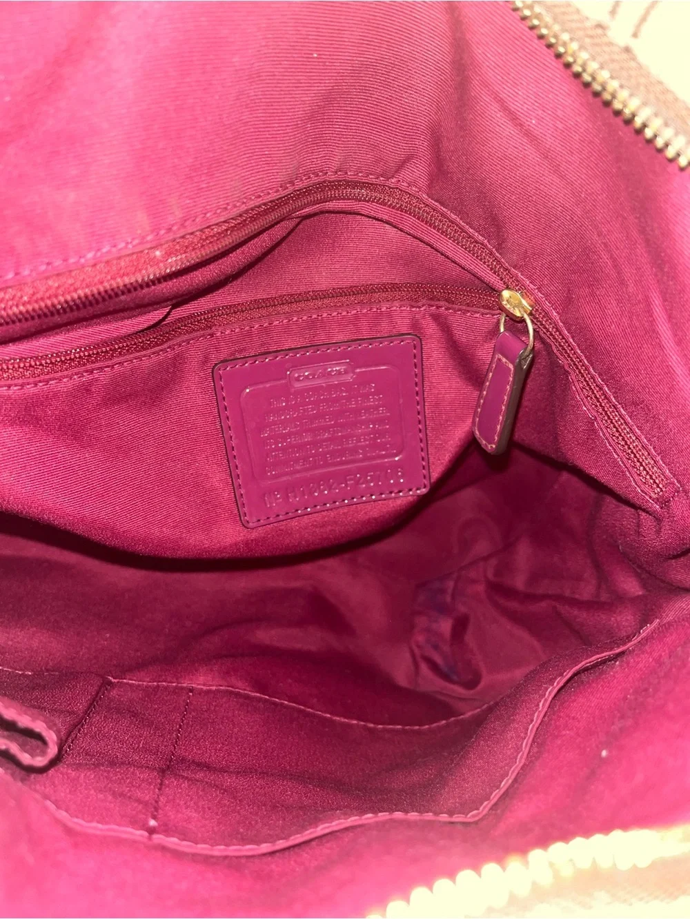 Coach Canvas Tote with Plum Leather Accents